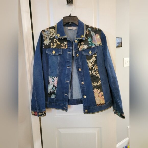 NWT Chico's Denim Heritage Jacket Heirloom Indigo Size Medium - Picture 2 of 16